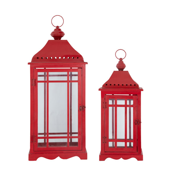 The Holiday Aisle® 2 Piece Wood/Iron Lantern Set Wayfair
